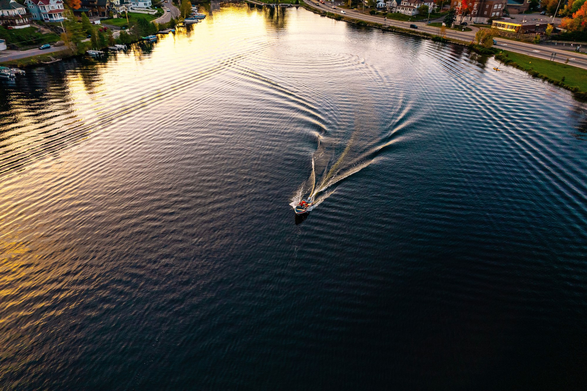 Aerial View of Boat on the Water